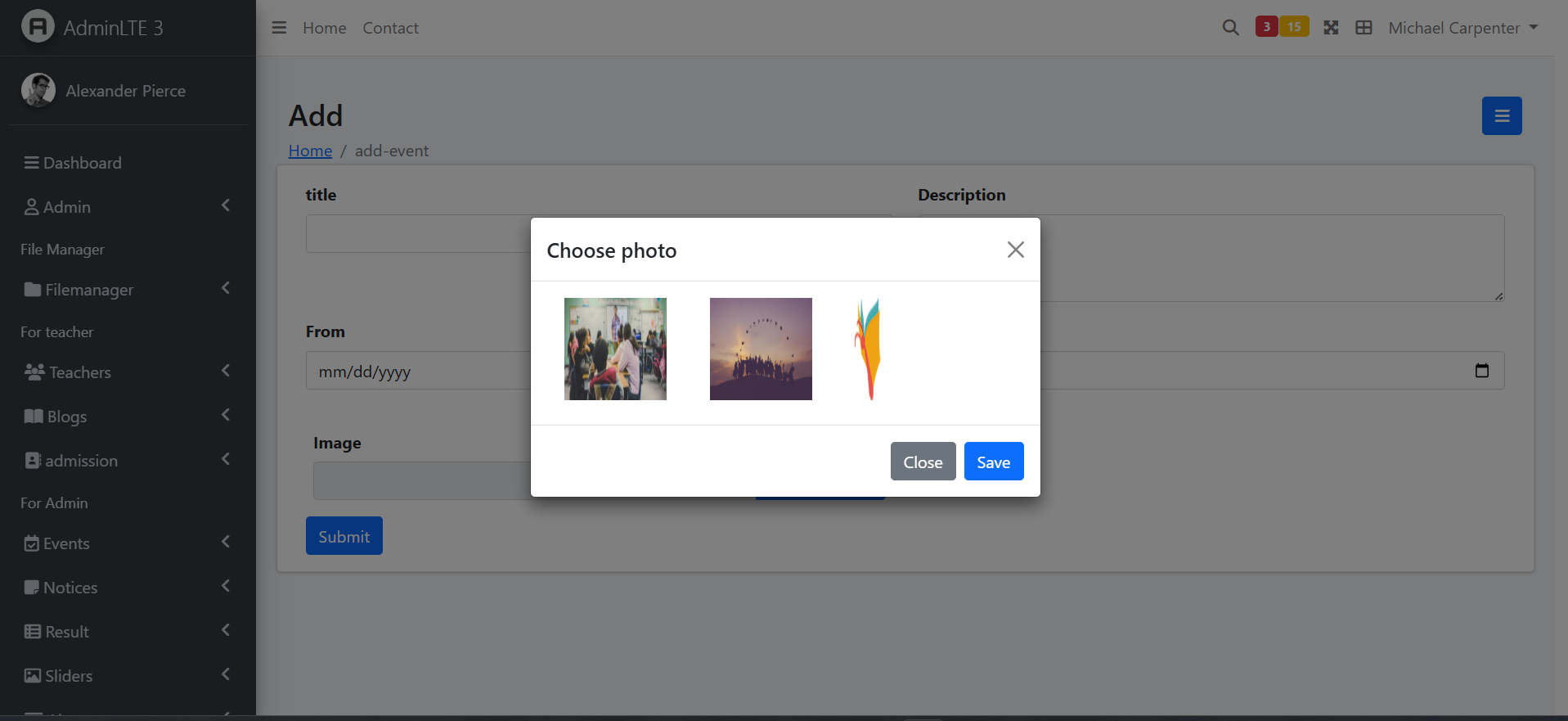 School Management Website — Laravel